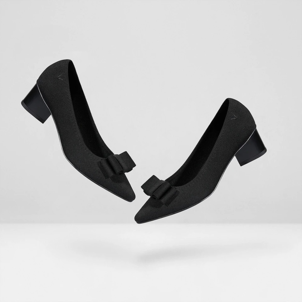 Vivaia Black 2” Titli Block Heel Bow Pump, Size 41, 9.5